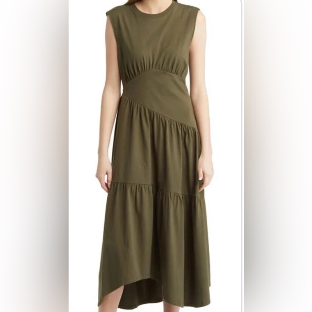 FRAME Gathered Seam Organic Cotton A-line Dress, size M